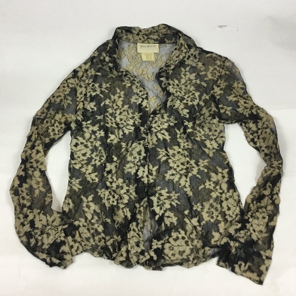 (PO) Hugo Buscati collection, Cream & Blk lace button-down shirt